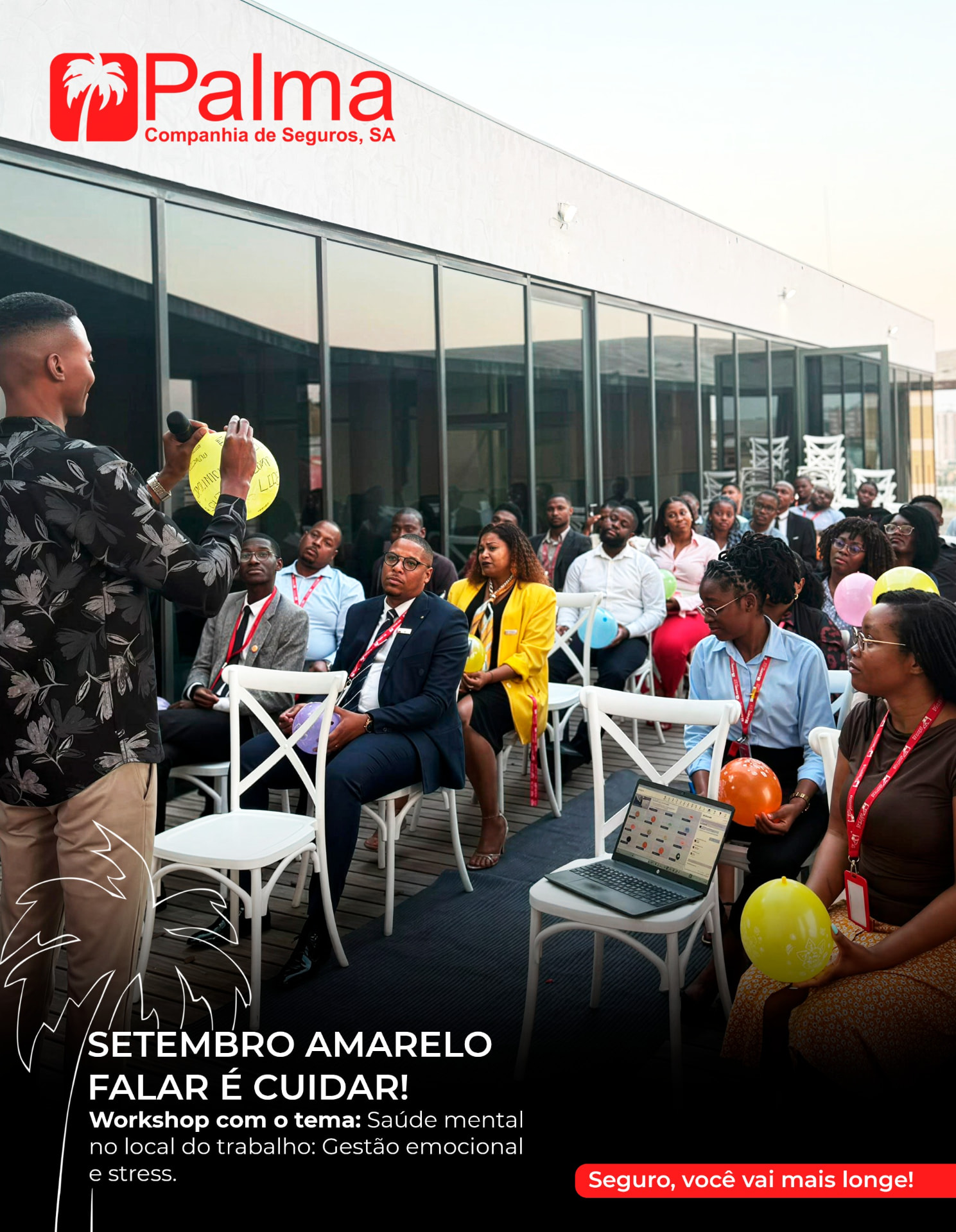 Participantes atentos durante o workshop sobre bem-estar e saúde emocional da Palma Seguros