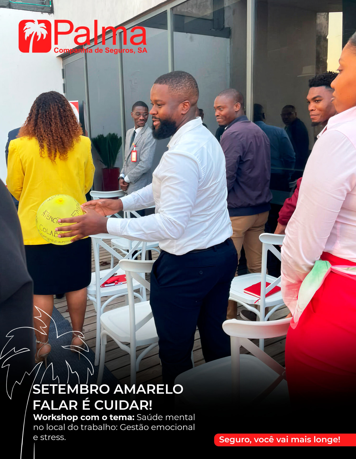 Colaborador participa numa actividade de grupo no workshop do Setembro Amarelo